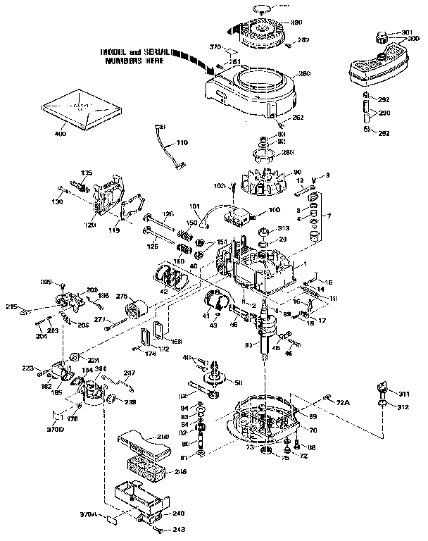 Replacement Parts Diagram and Parts List for 143424202  Craftsman Engine