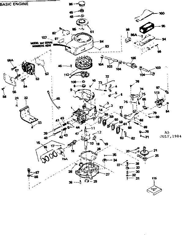 Replacement Parts Diagram and Parts List for 143346152  Craftsman Engine