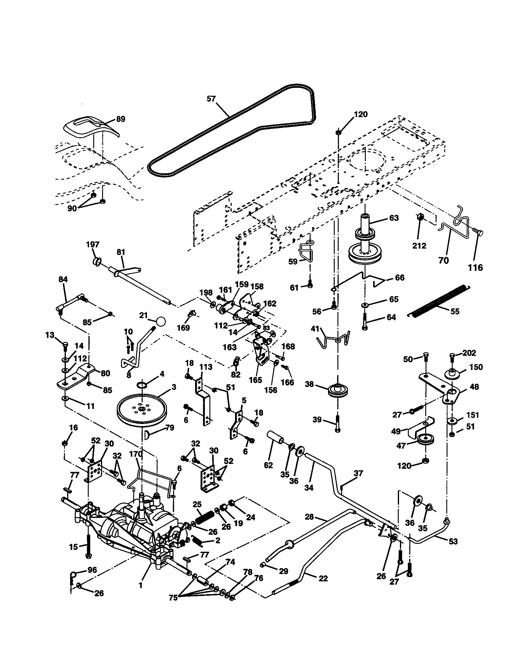 Drive Diagram and Parts List for 917277430  Craftsman Lawn Tractor