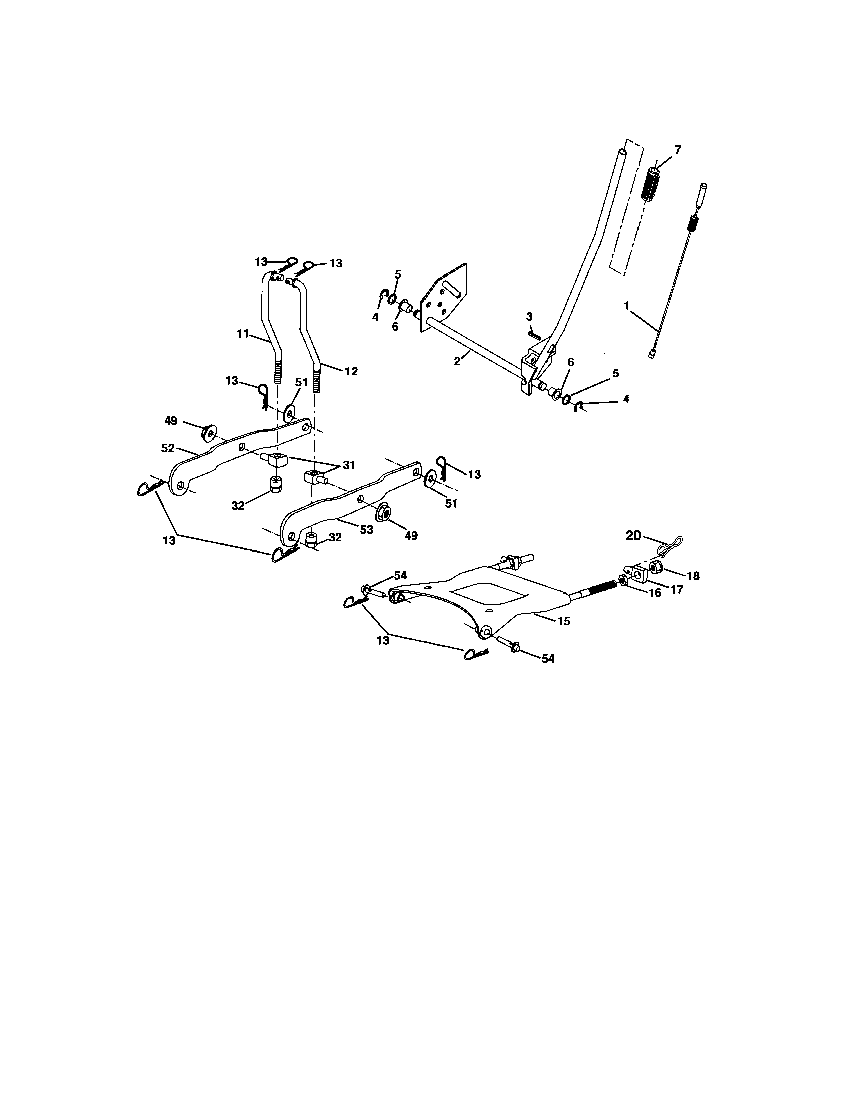 Lift Assembly Diagram and Parts List for 917275702  Craftsman Lawn Tractor