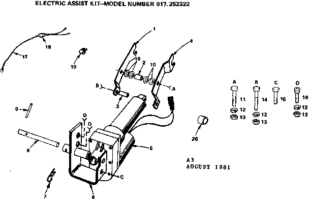 Electric Assist Diagram and Parts List for 917252322  Craftsman Lawn Mower
