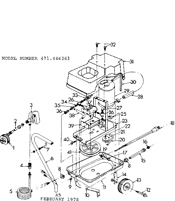 Main Frame Diagram and Parts List for 471446261  Craftsman Pressure Washer