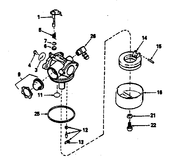 Carburetor No. 632046 Diagram and Parts List for 143374072  Craftsman Engine