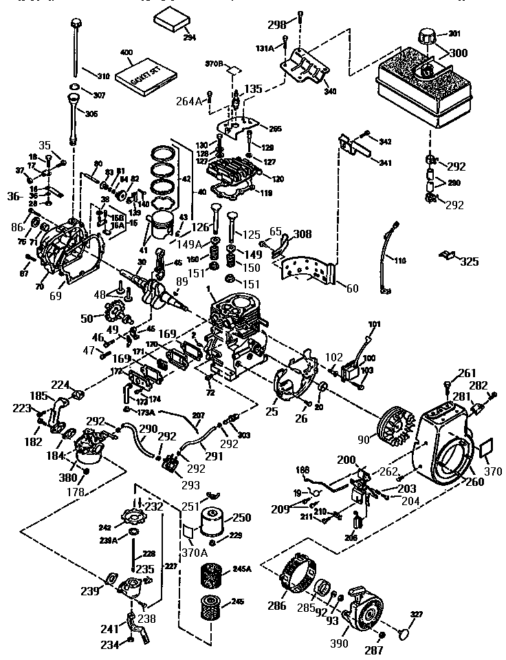 Replacement Parts Diagram and Parts List for 143958003  Craftsman Engine