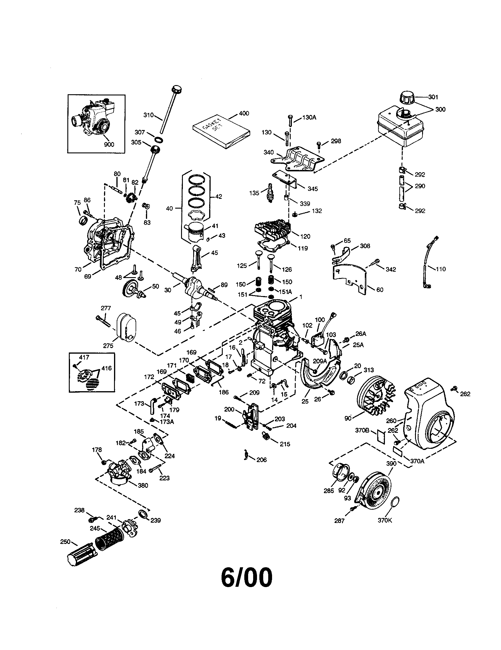 Engine Diagram and Parts List for 143993503  Craftsman Engine