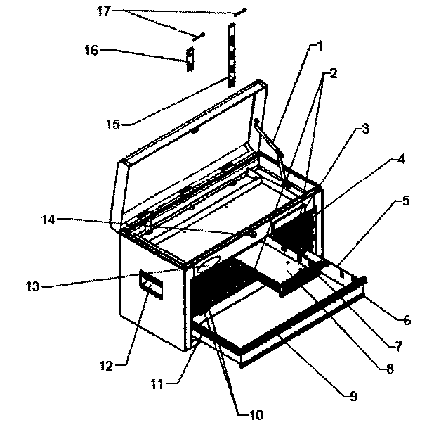 Chest Diagram and Parts List for 706596845  Craftsman Tool Stand & Cart