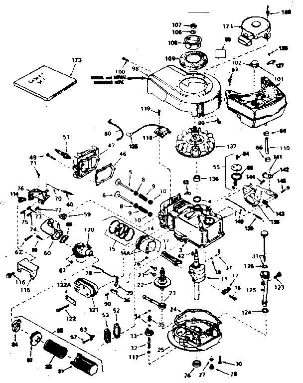 Engine Diagram and Parts List for 143354432  Craftsman Engine