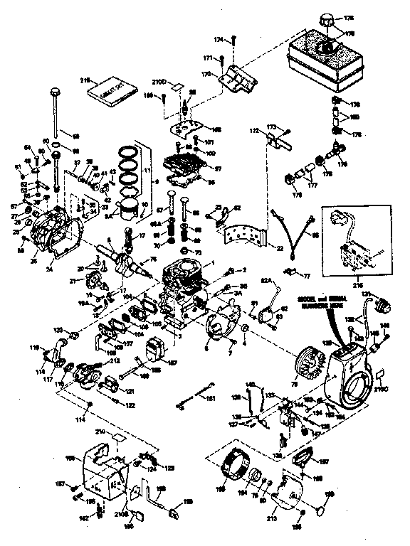 Basic Engine Diagram and Parts List for 143796022  Craftsman Engine