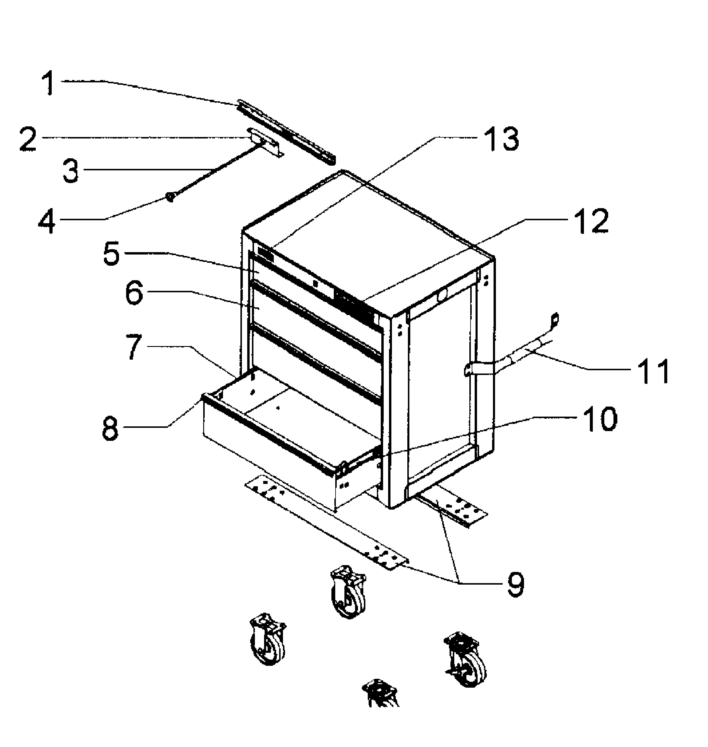 Tool Cabinet Diagram and Parts List for 706136570  Craftsman Tool Stand & Cart