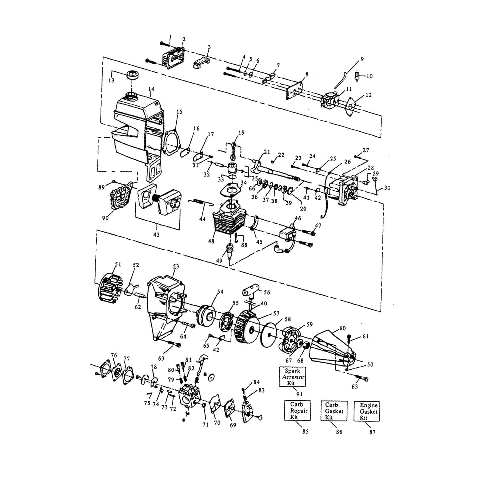 Cylinder/Crankshaft/Crankcase Diagram and Parts List for 358797130-TRIMMER  Craftsman Trimmer
