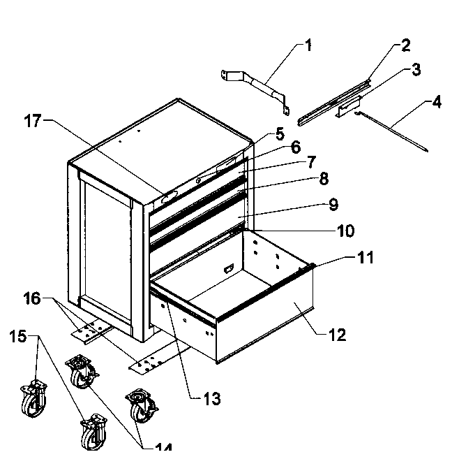 Chest Diagram and Parts List for 706618090  Craftsman Tool Stand & Cart