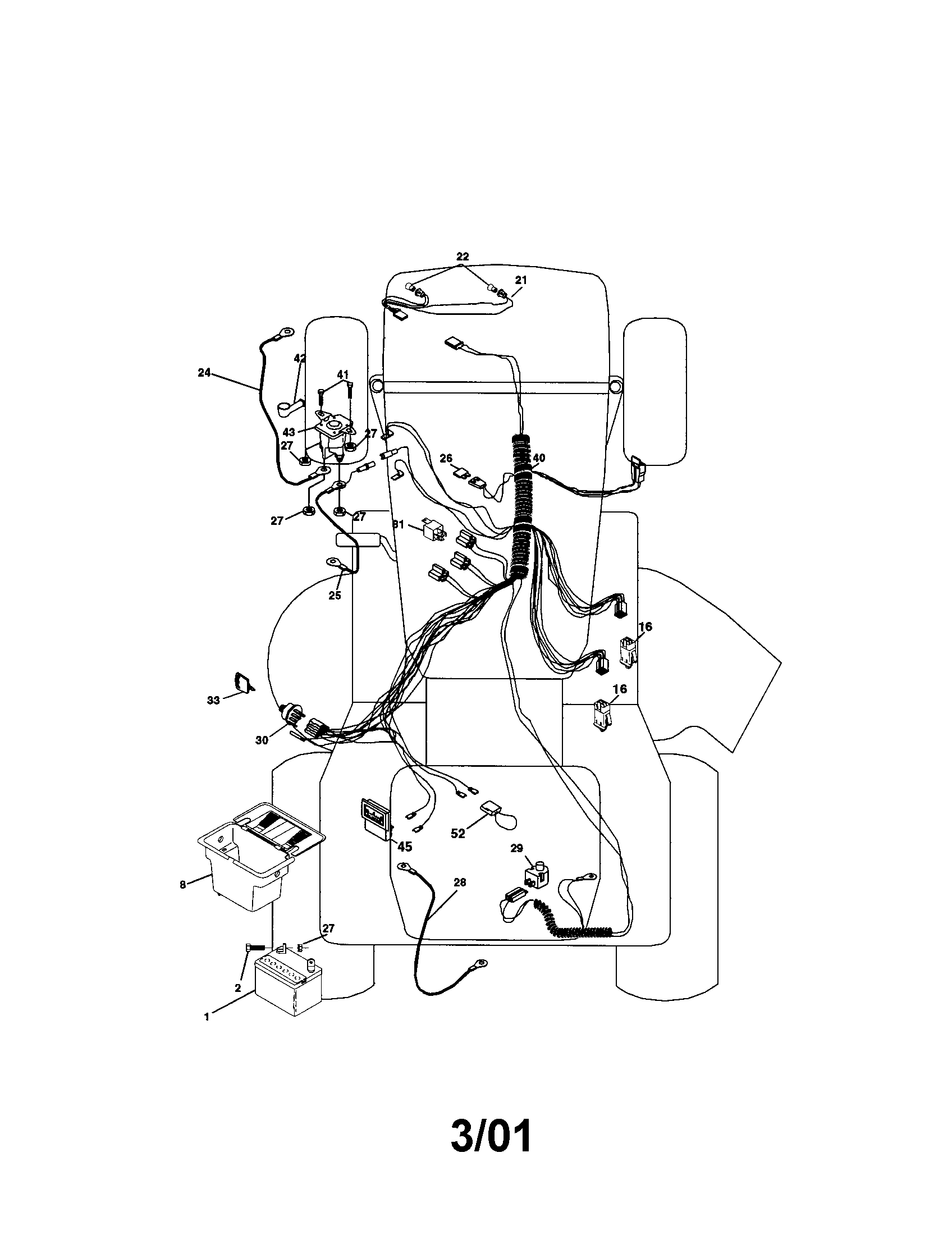 Electrical Diagram and Parts List for 917272054  Craftsman Lawn Tractor