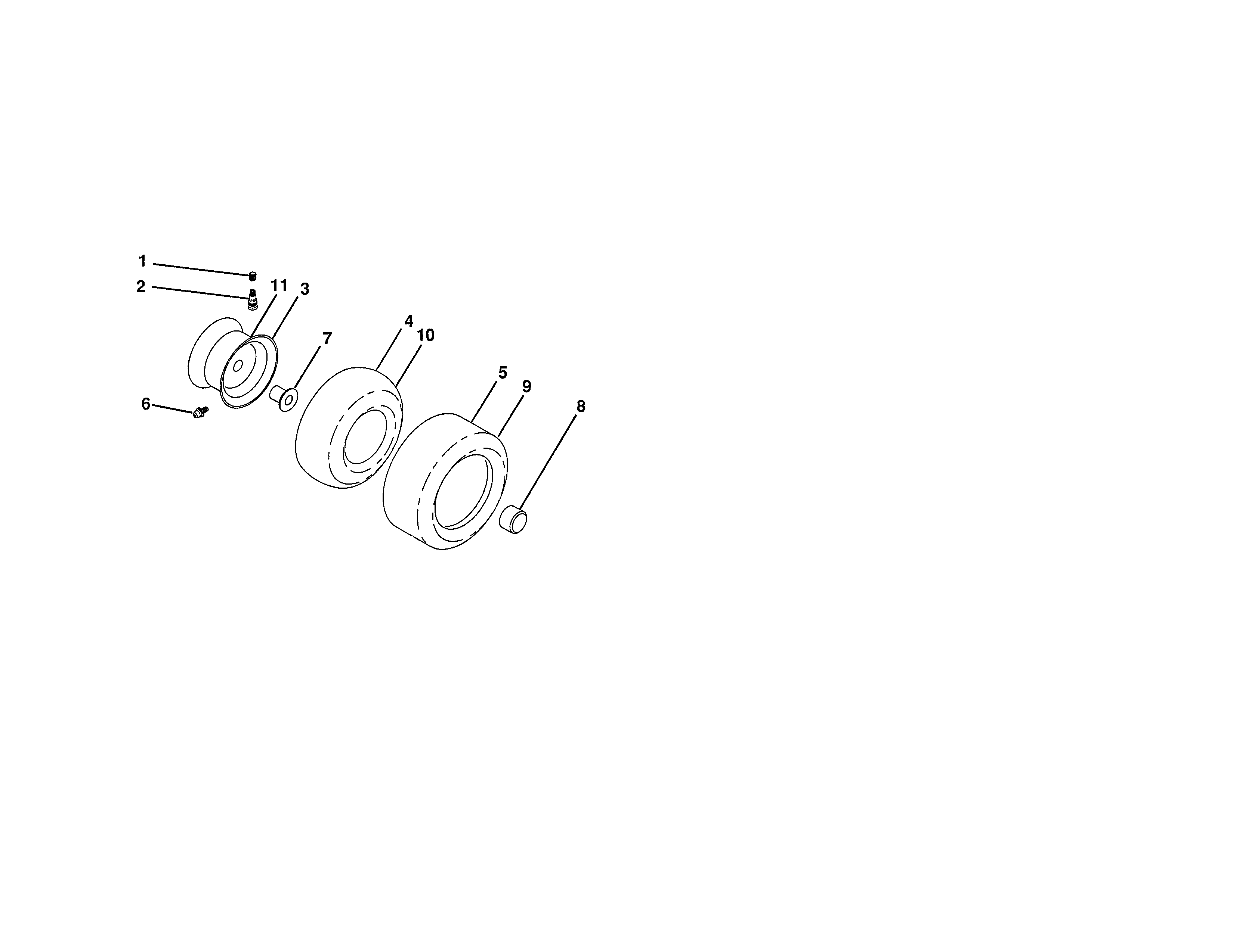 Wheels & Tires Diagram and Parts List for 917204070  Craftsman Lawn Tractor