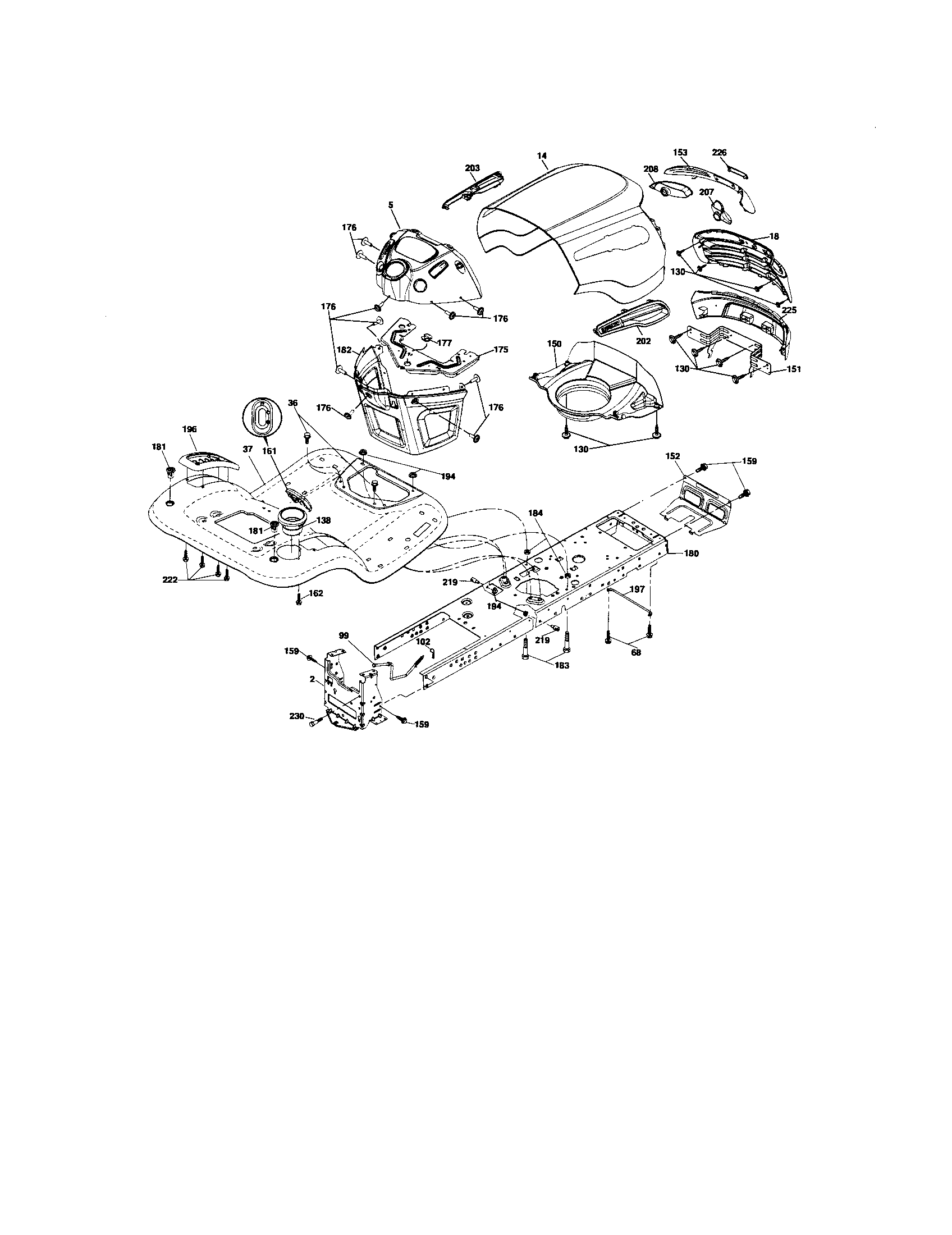 Chassis And Enclosures Diagram and Parts List for 917276683  Craftsman Lawn Tractor