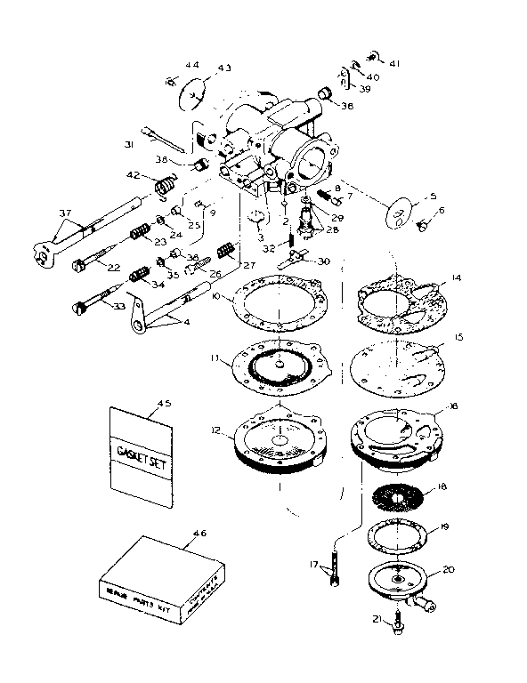 Carburetor Diagram and Parts List for 91761401  Craftsman Chainsaw