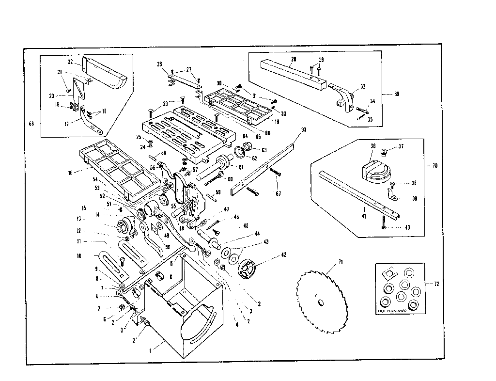 Unit Parts Diagram and Parts List for 14924100  Craftsman Saw