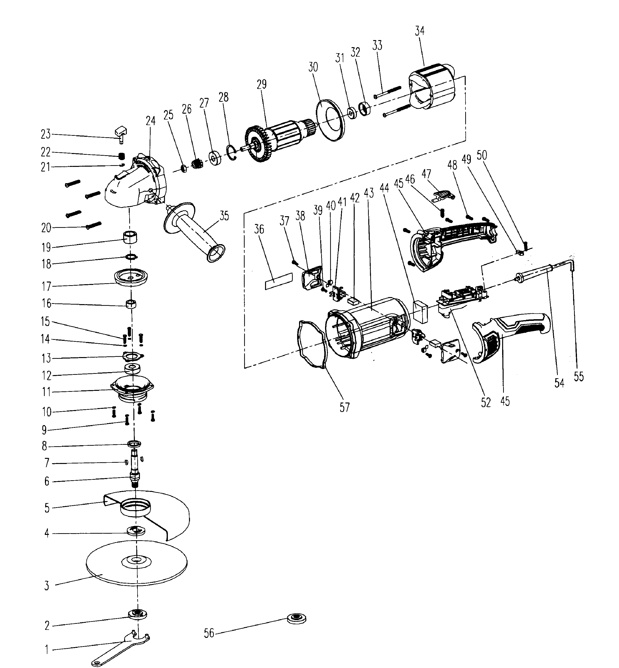 Main Asy Diagram and Parts List for 172417760  Craftsman Grinder