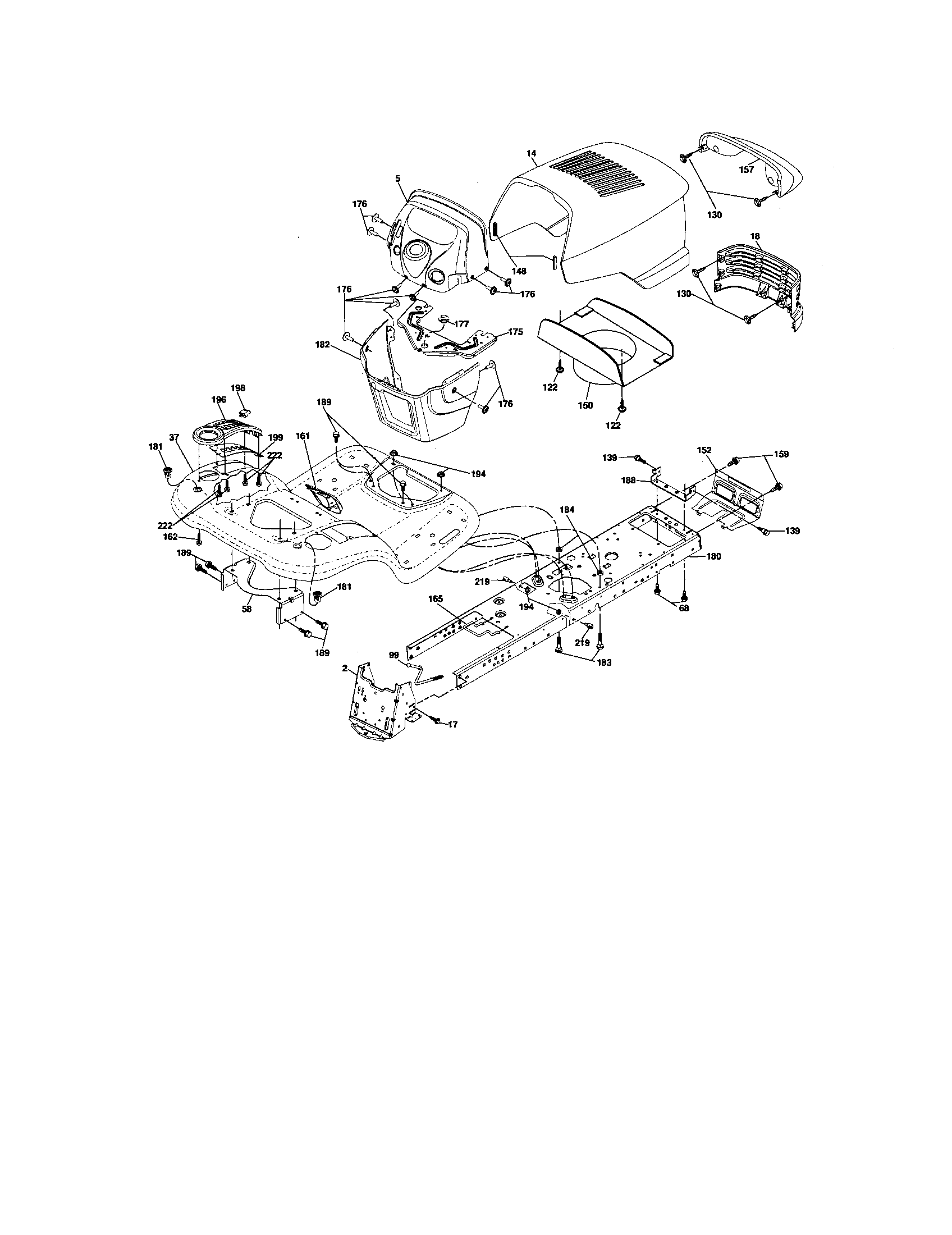 Chassis Assembly Diagram and Parts List for 917276920  Craftsman Lawn Tractor
