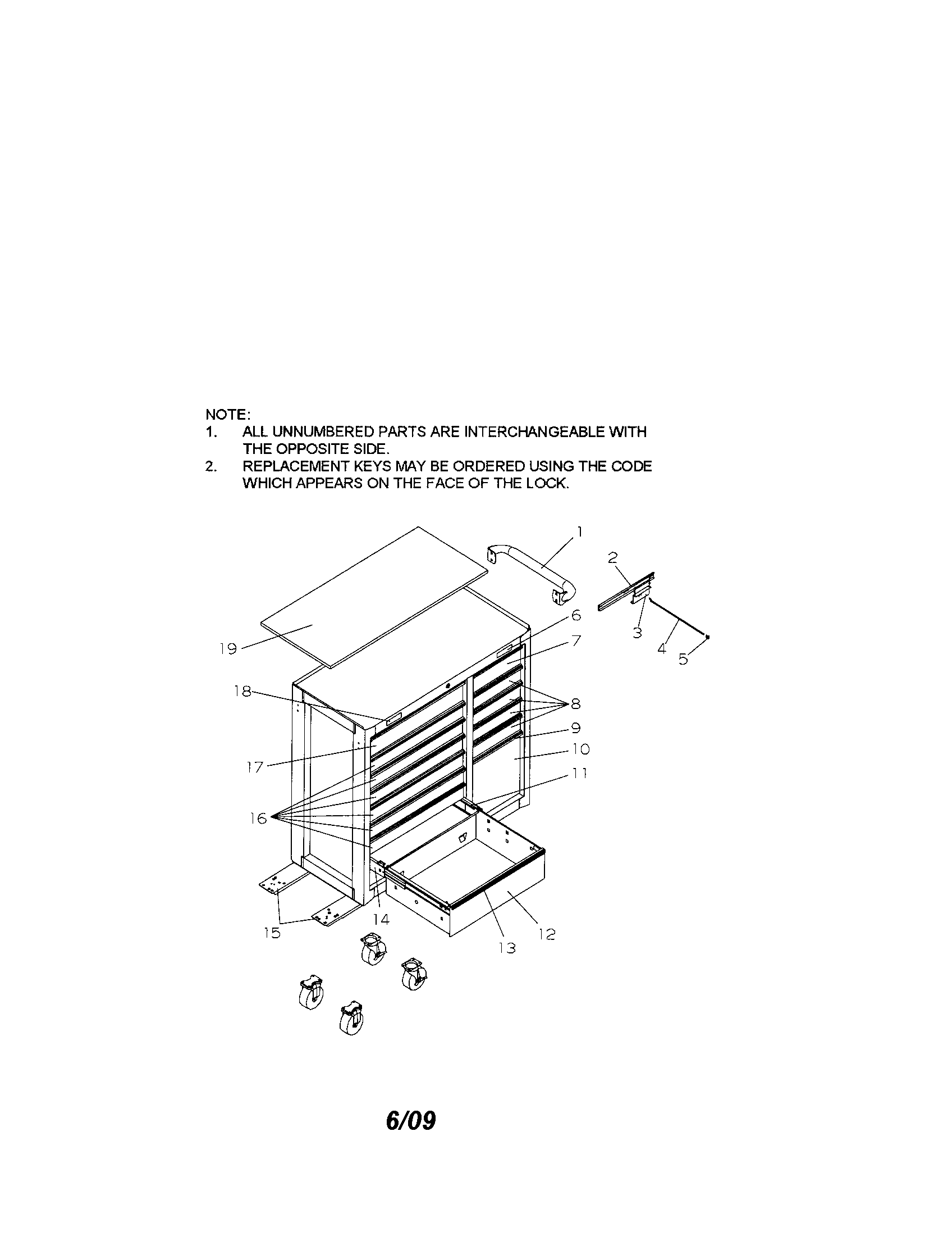 Tool Chest Diagram and Parts List for 706596242  Craftsman Tool Stand & Cart