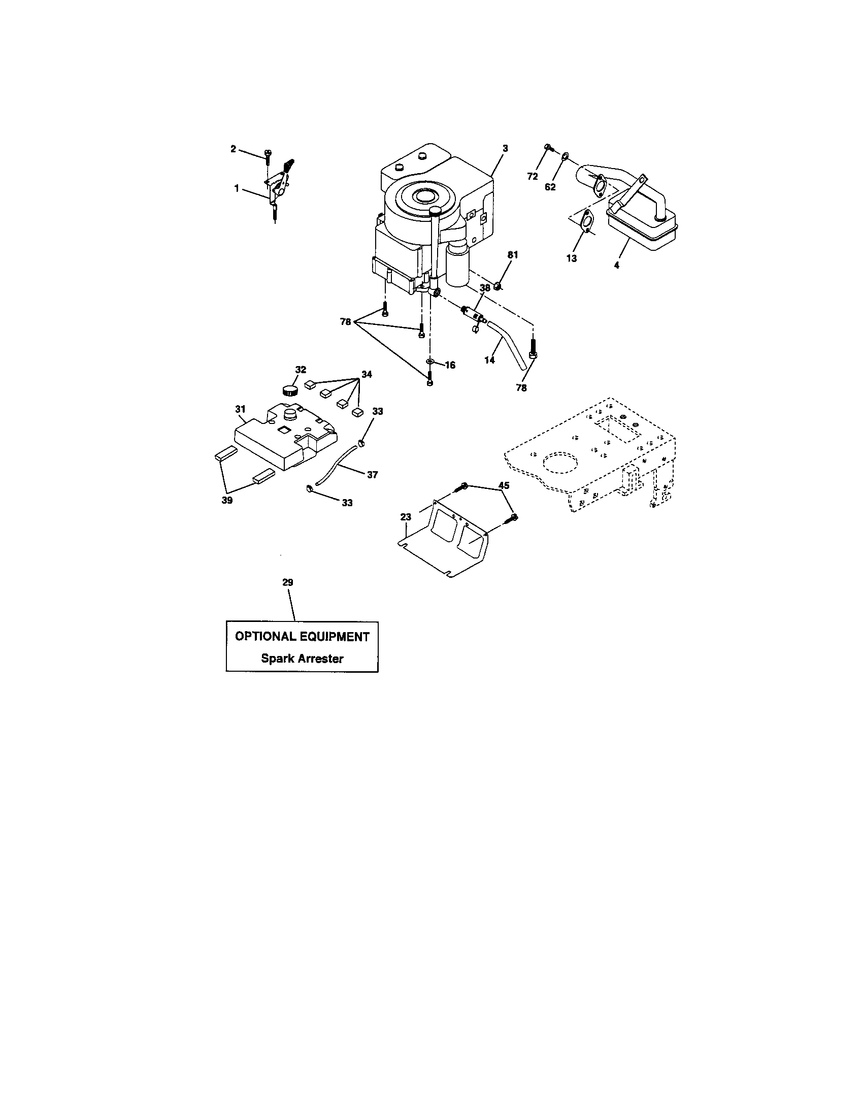 Engine Diagram and Parts List for 917274630  Craftsman Lawn Tractor