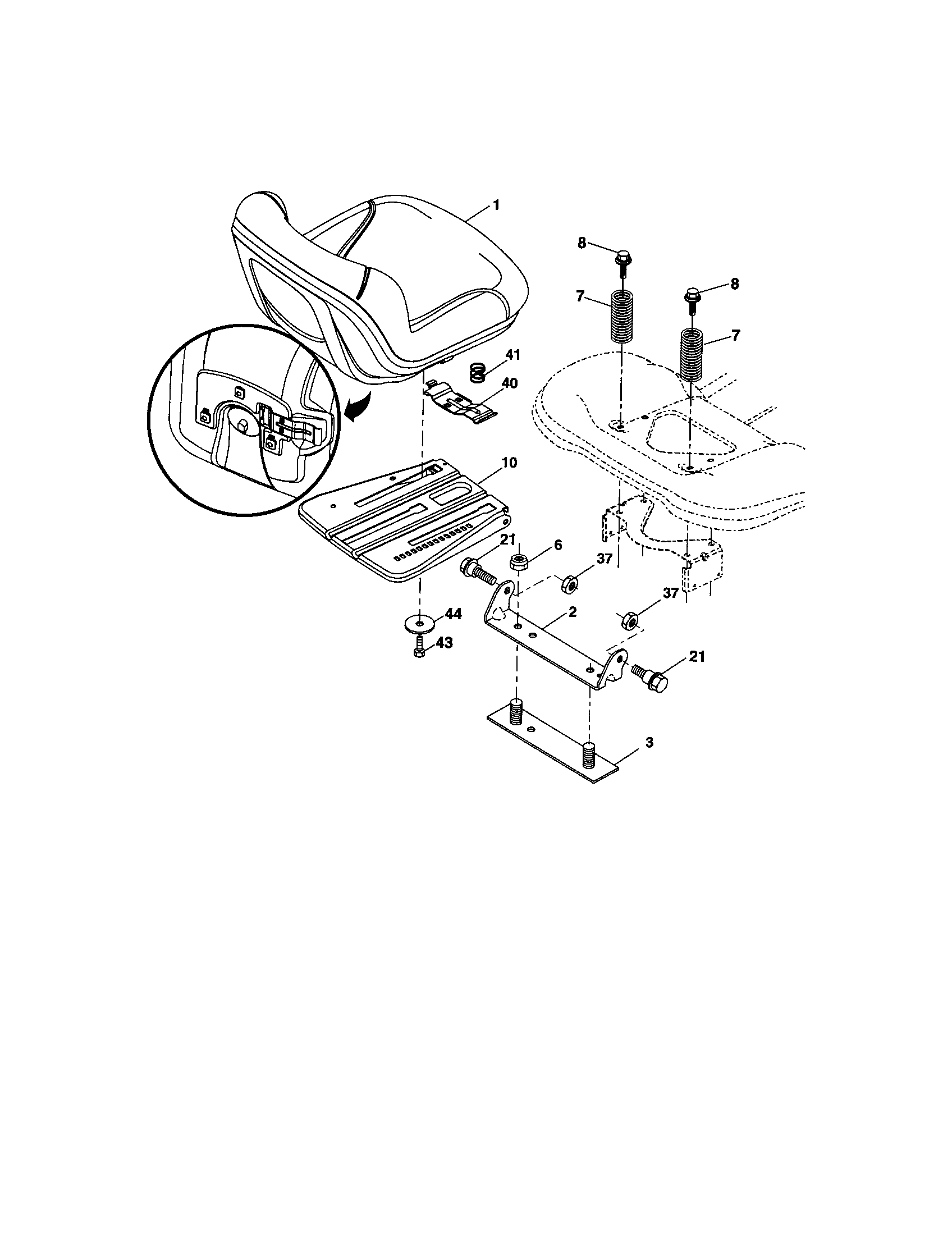 Seat Diagram and Parts List for 917286450  Craftsman Lawn Tractor