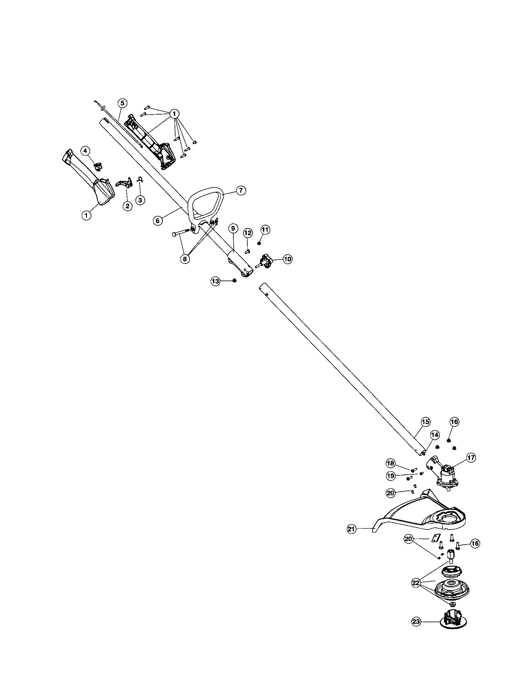 Drive Shaft/handle/shield Diagram and Parts List for 316791860(2009)  Craftsman Trimmer