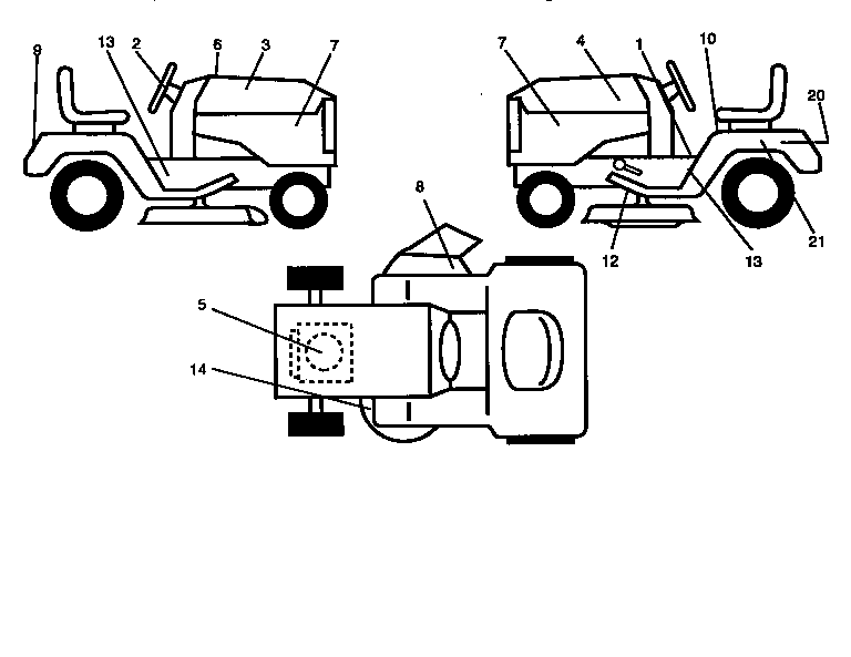 Decals Diagram and Parts List for 917271010  Craftsman Lawn Tractor