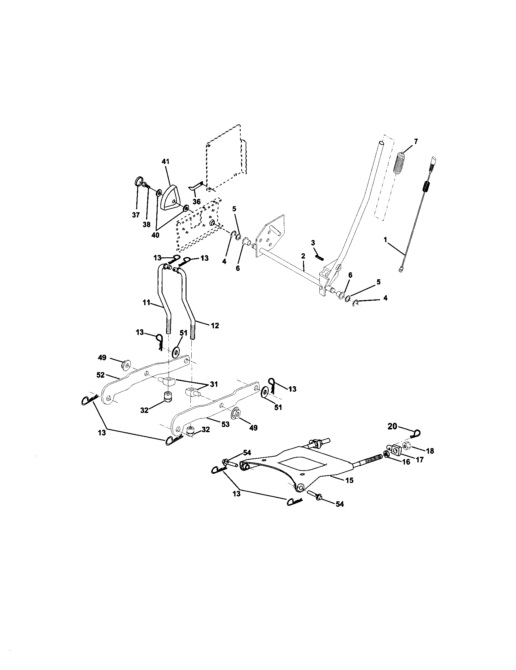 Lift Assembly Diagram and Parts List for 917272230  Craftsman Lawn Tractor