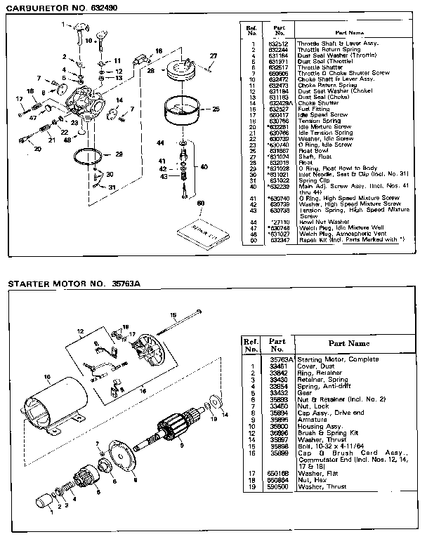 Carburetor Diagram and Parts List for 143426092  Craftsman Engine