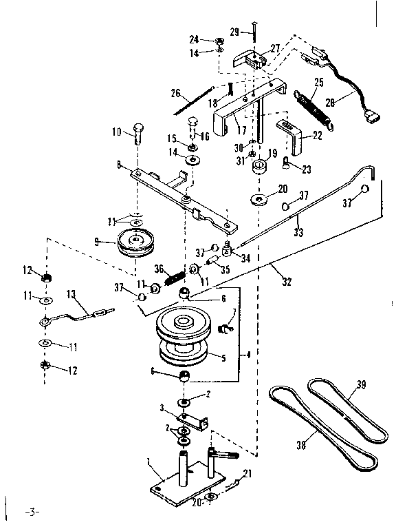 Pulley Assembly Diagram and Parts List for 84226027  Craftsman Snow Blower