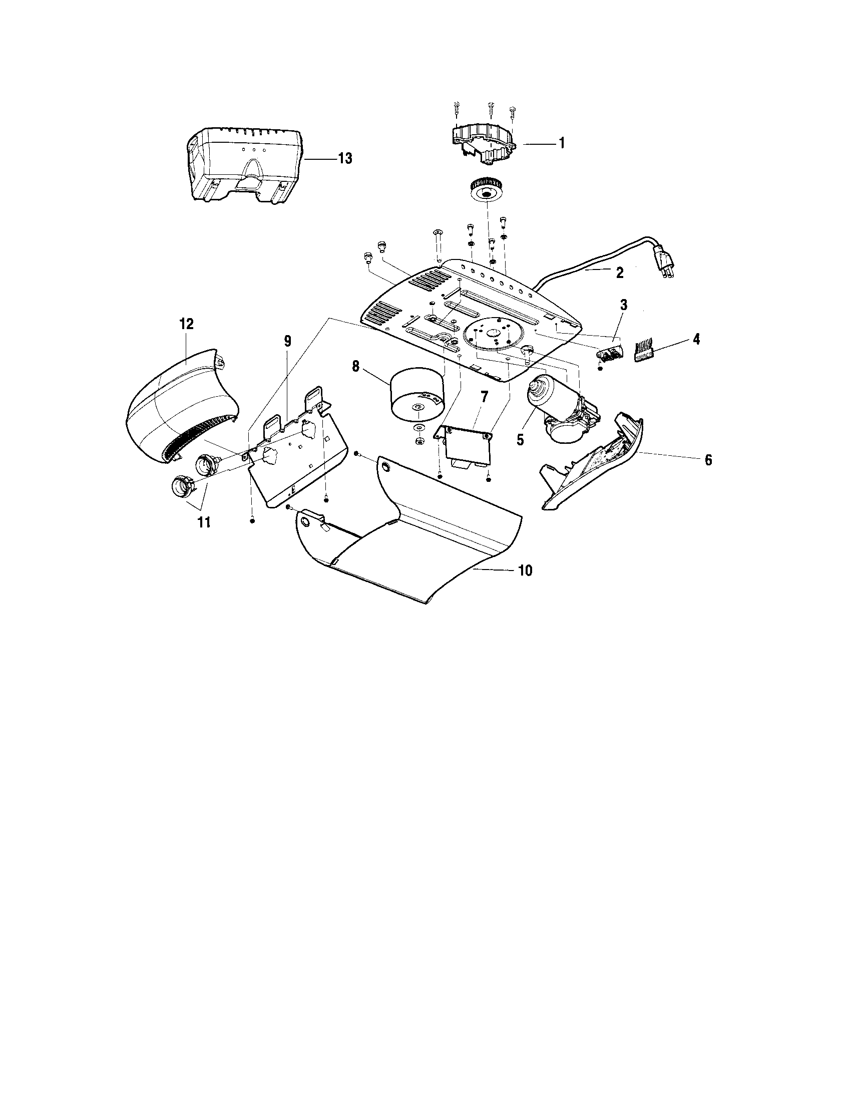 Motor Unit Assembly Diagram and Parts List for 13953919D  Craftsman Garage Door Opener
