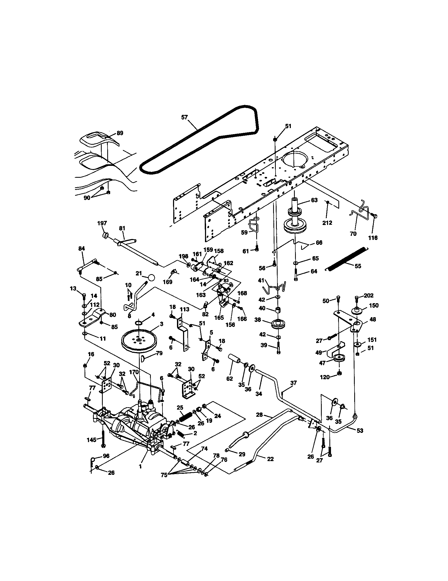 Ground Drive Diagram and Parts List for 917272056  Craftsman Lawn Tractor