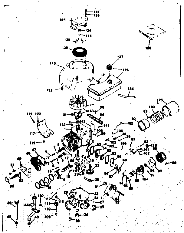 Basic Engine Diagram and Parts List for 143195012  Craftsman Engine