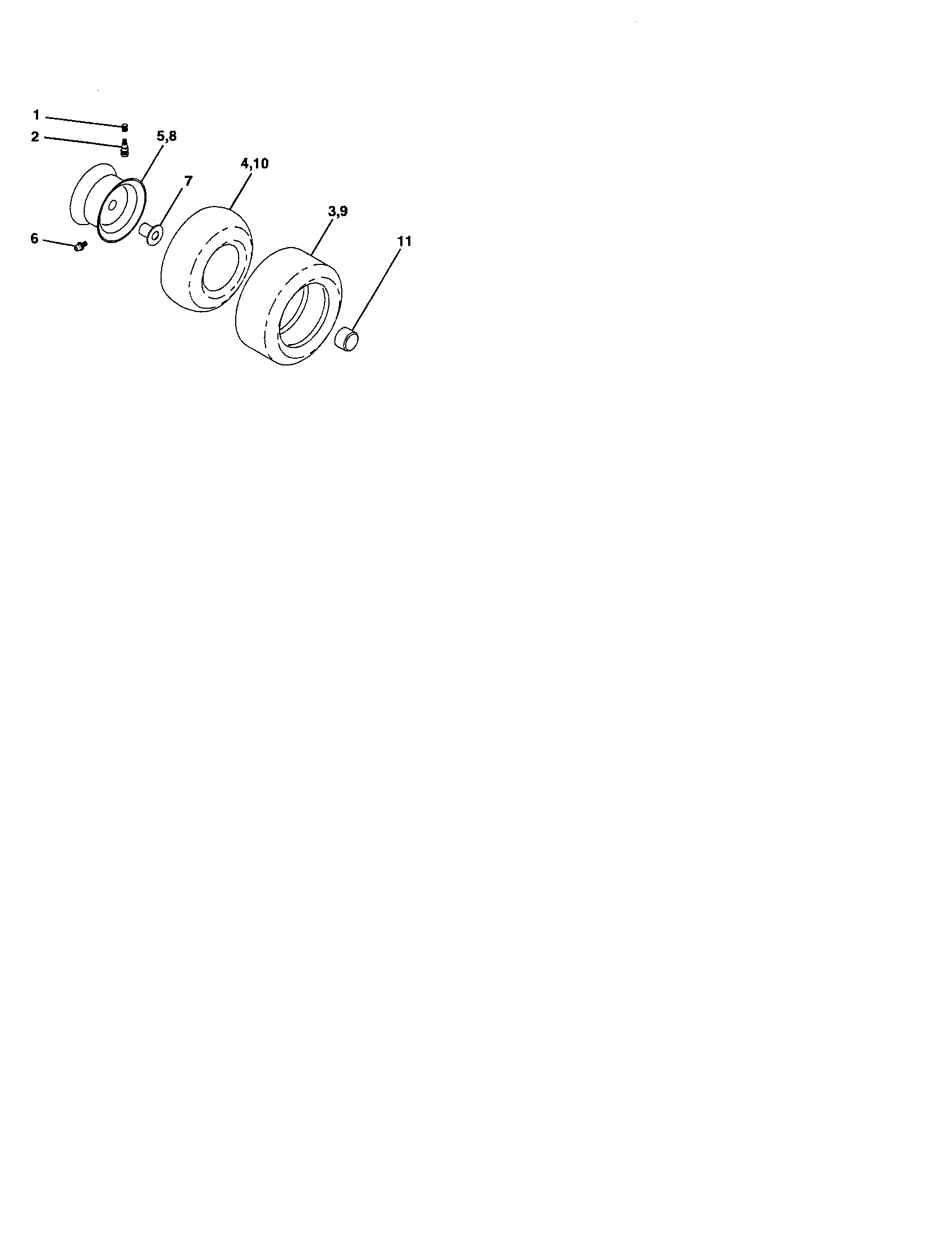 Wheels And Tires Diagram and Parts List for 917276781  Craftsman Lawn Tractor