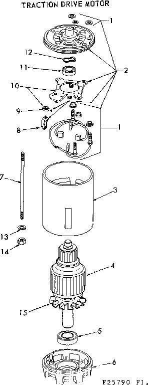 Traction Drive Motor Diagram and Parts List for 91725790  Craftsman Lawn Tractor