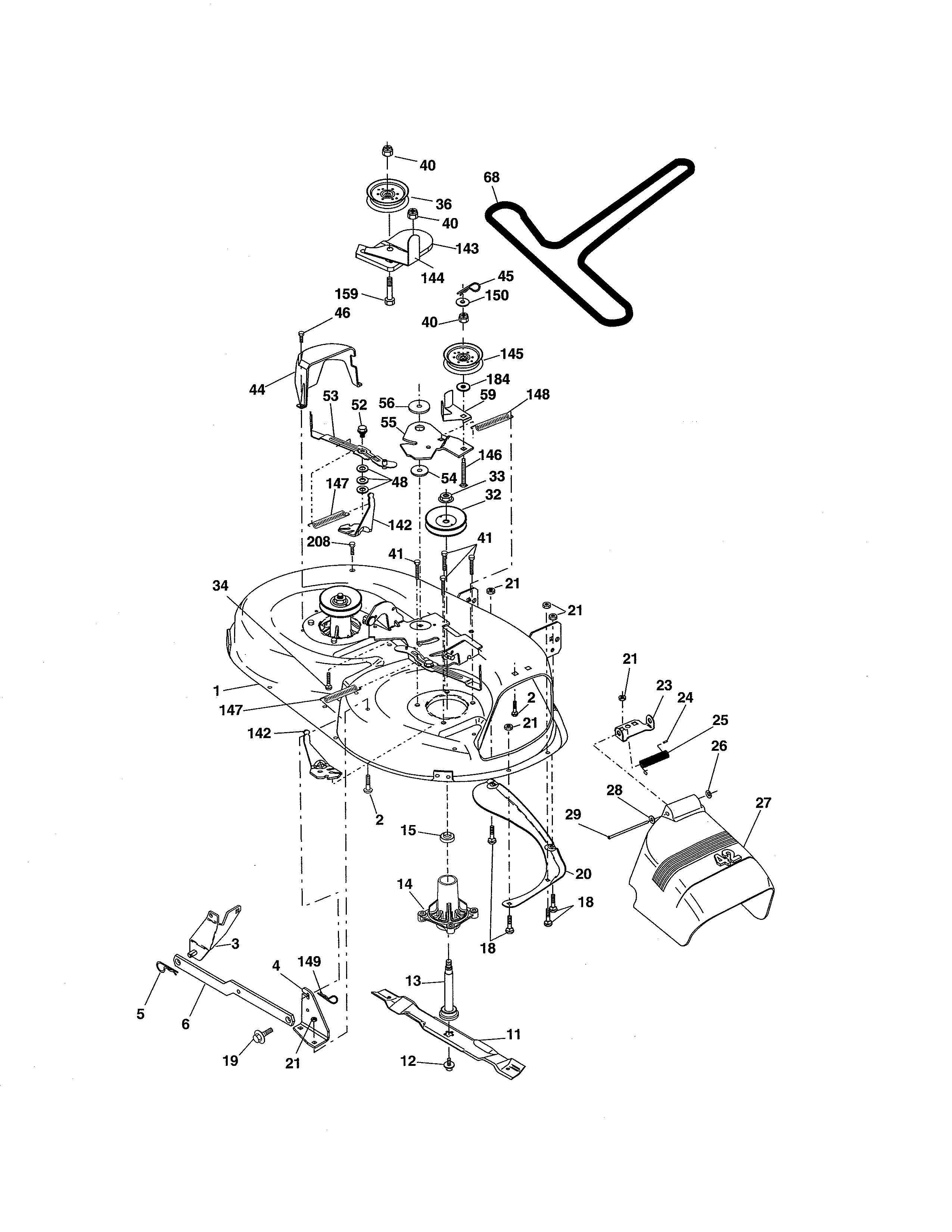 Mower Diagram and Parts List for 917986130  Craftsman Lawn Tractor