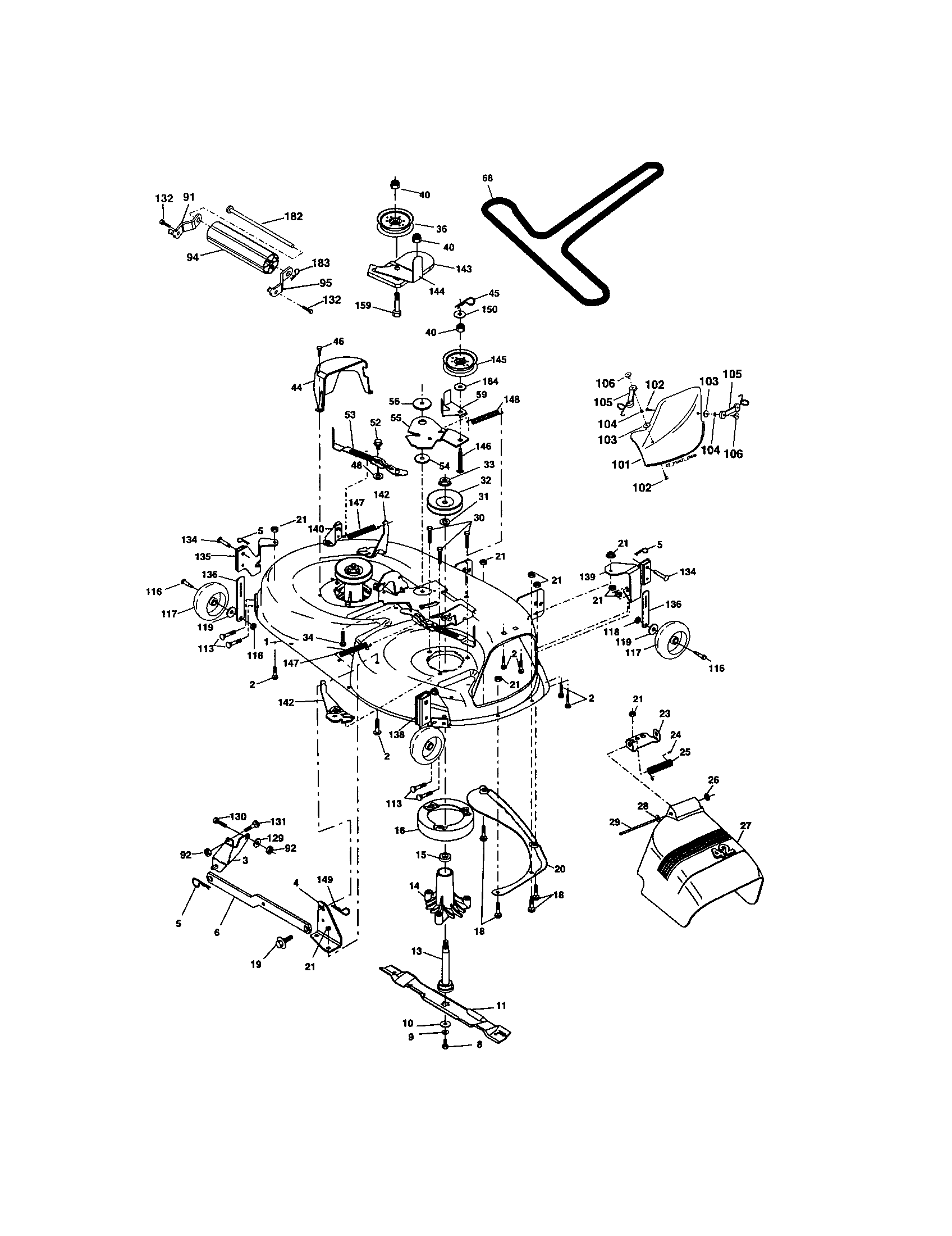 Mower Deck Diagram and Parts List for 917273591  Craftsman Lawn Tractor
