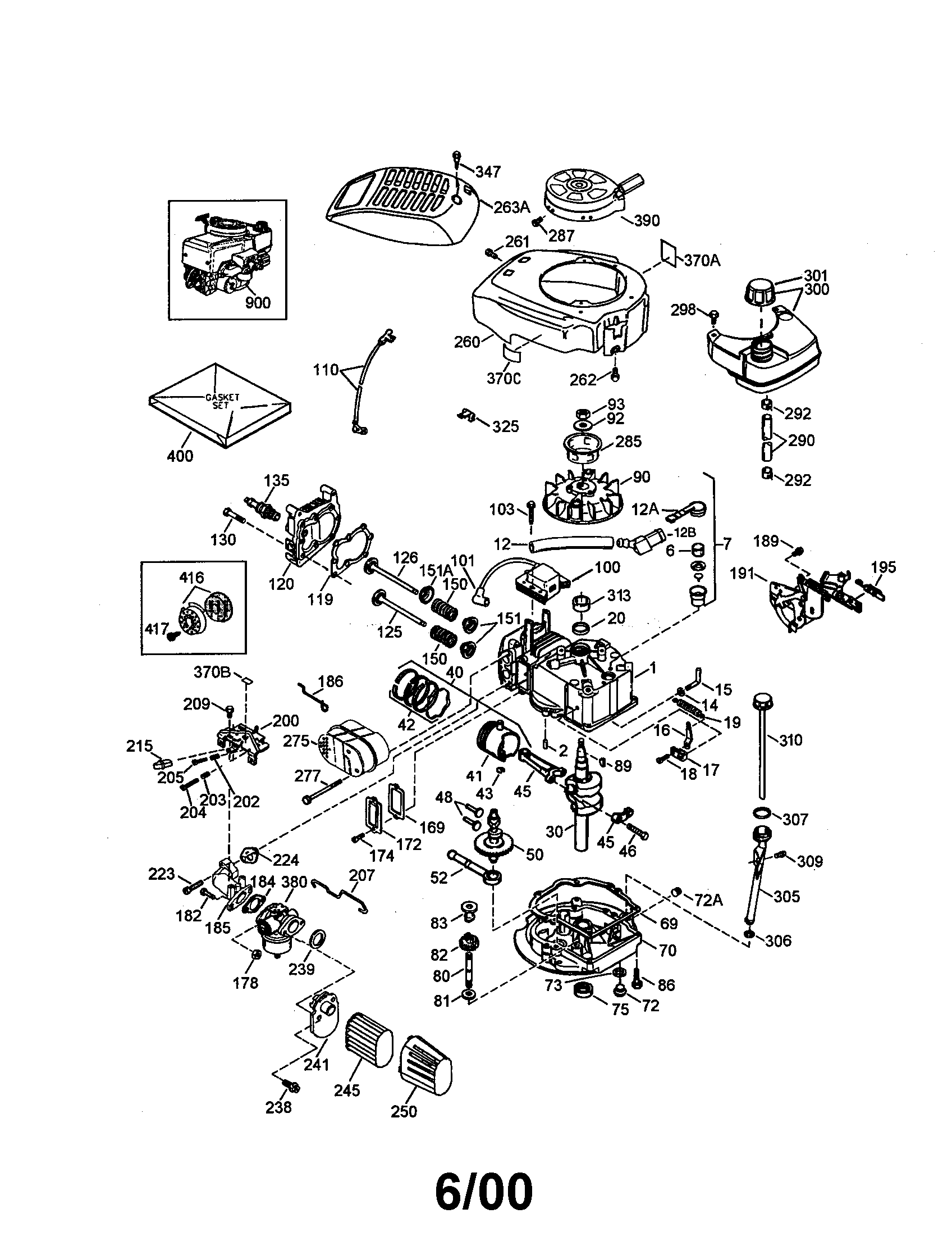 Craftsman 4-cycle Engine Diagram and Parts List for 143996514  Craftsman Engine