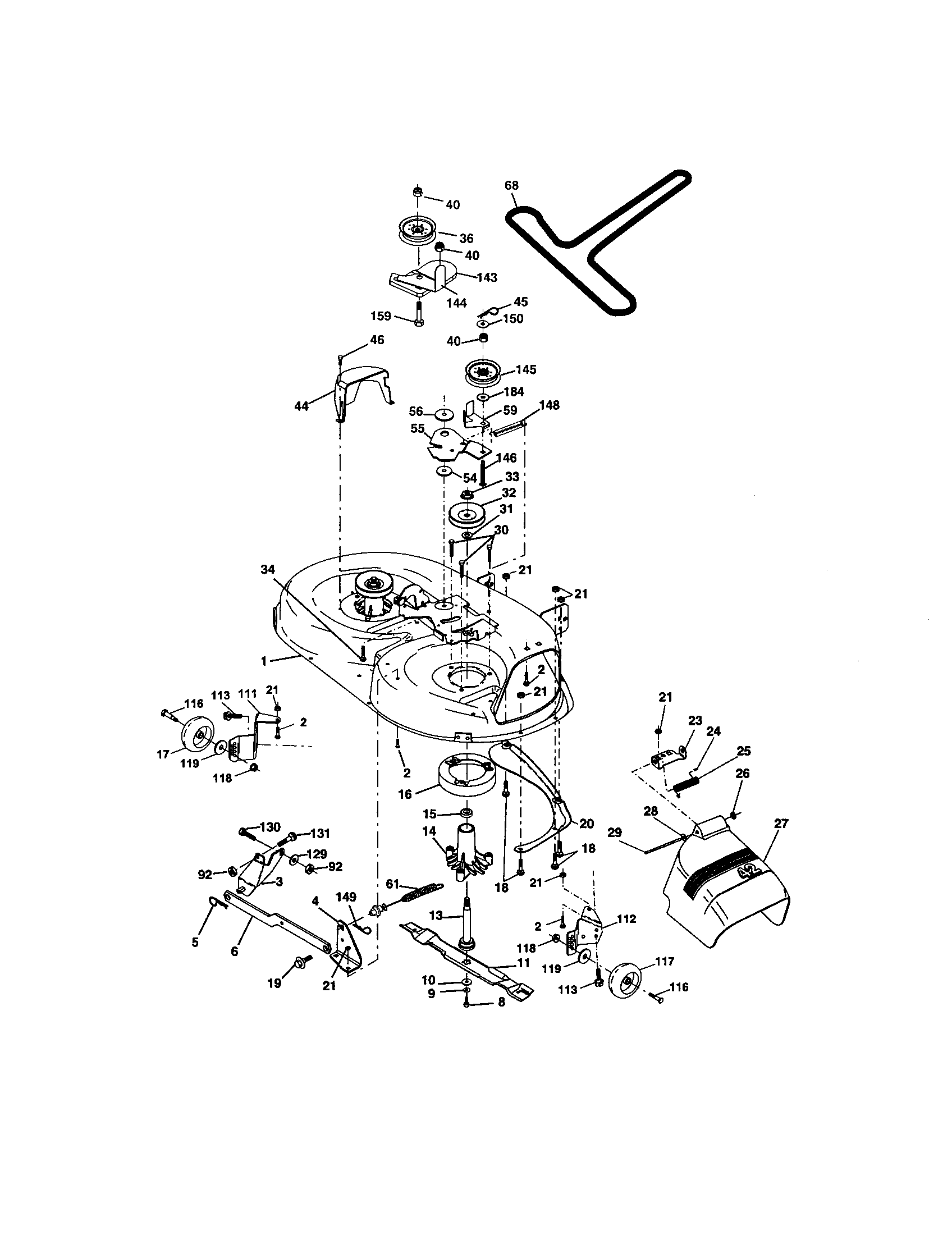Mower Deck Diagram and Parts List for 917275630  Craftsman Lawn Tractor