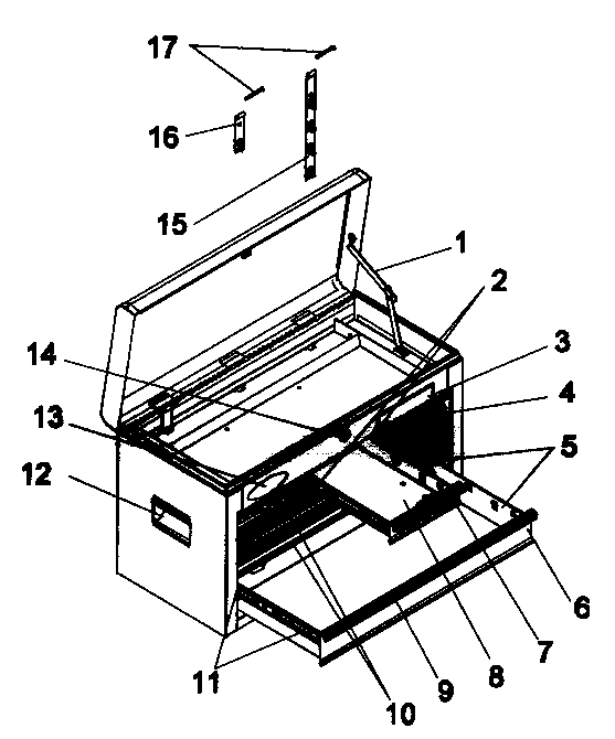 Chest Diagram and Parts List for 706618064  Craftsman Tool Stand & Cart