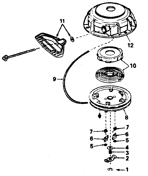 Rewind Starter No. 590606 Diagram and Parts List for 143756182  Craftsman Engine
