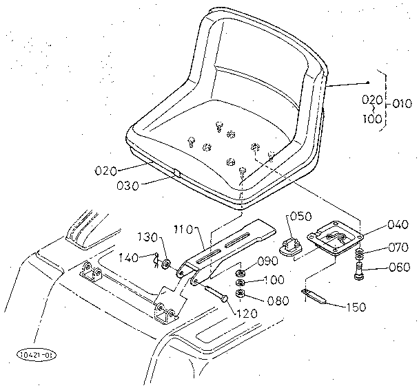 Seat Diagram and Parts List for 3904  Craftsman Lawn Mower