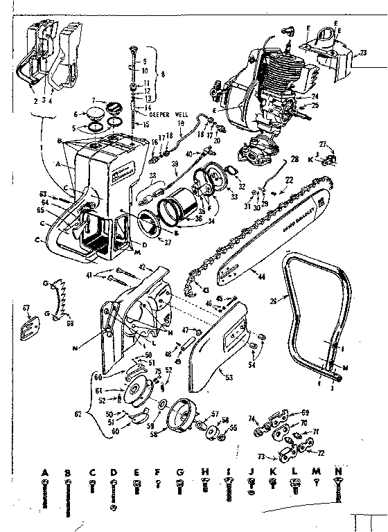 Unit Parts Diagram and Parts List for 91760024  Craftsman Chainsaw