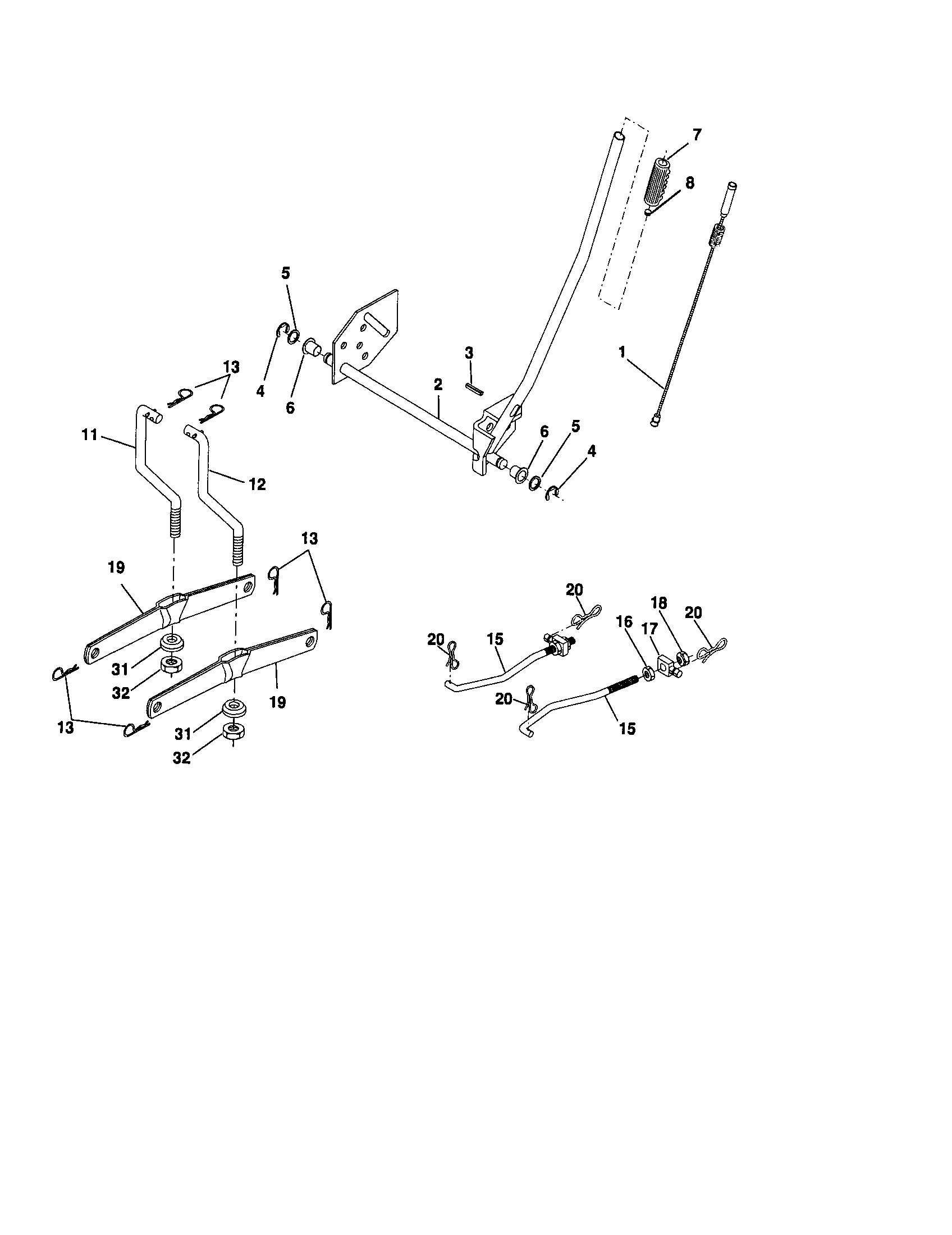 Lift Diagram and Parts List for 917276393  Craftsman Lawn Tractor