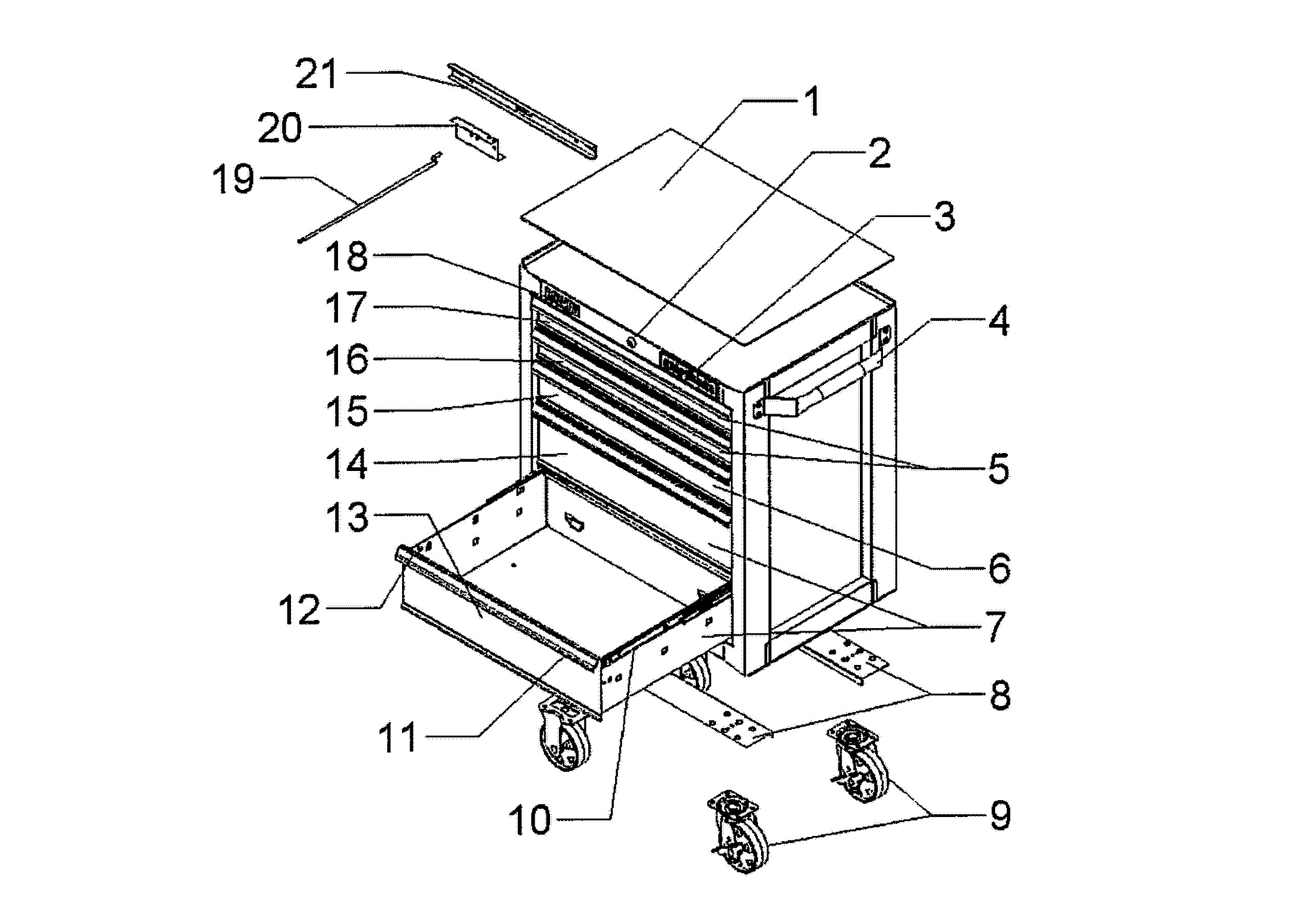 Tool Chest Diagram and Parts List for 706451620  Craftsman Tool Stand & Cart