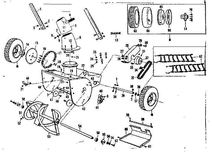 Reel Assembly Diagram and Parts List for 53682558  Craftsman Snow Blower