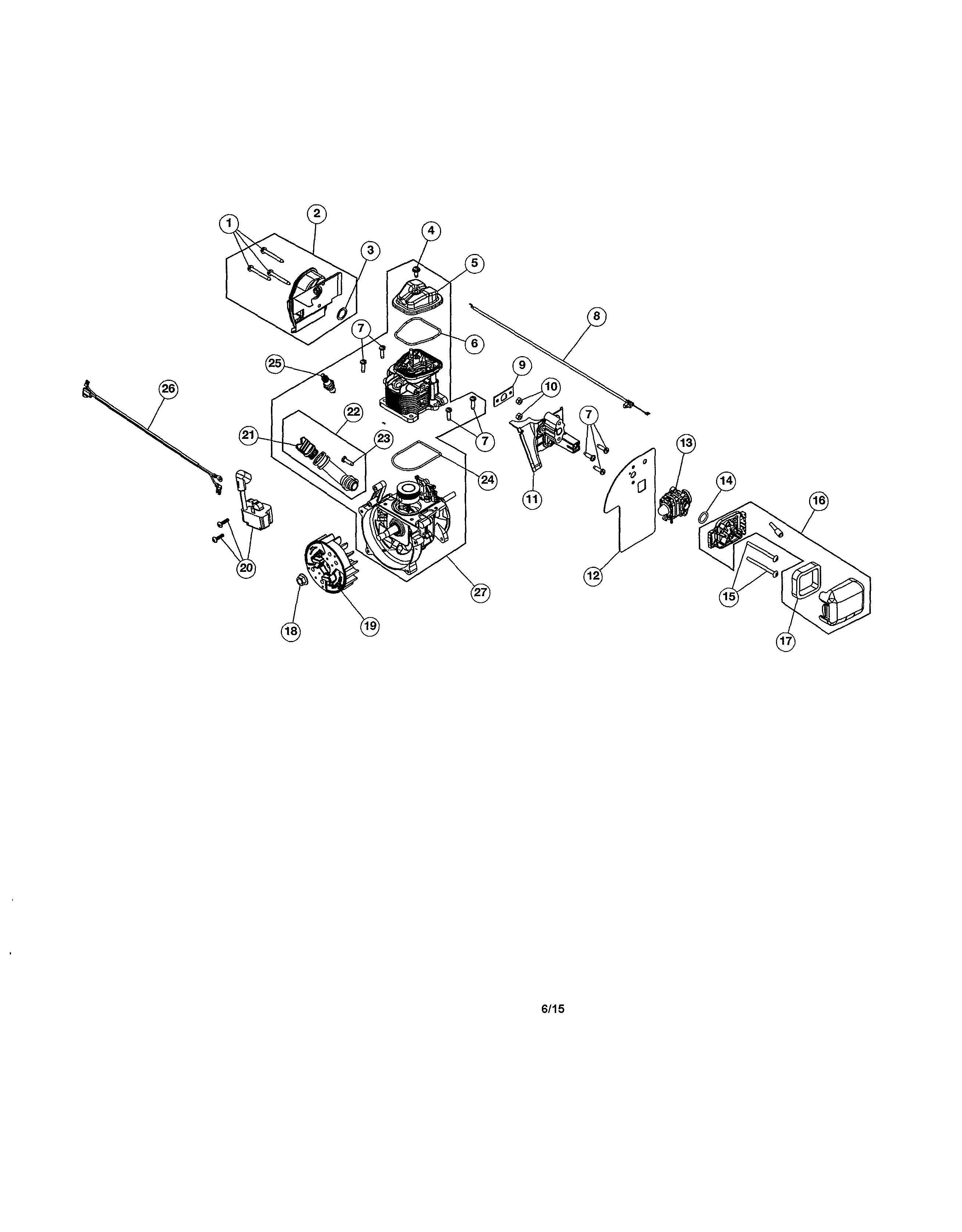 Short Block/air Cleaner/muffler Diagram and Parts List for 316794611  Craftsman Leaf Blower / Vacuum