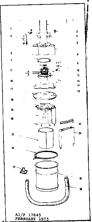 Unit Parts Diagram and Parts List for 25717845  Craftsman Utility Vacuum