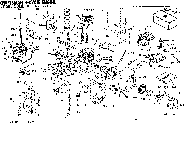 Engine Diagram and Parts List for 143666012  Craftsman Engine