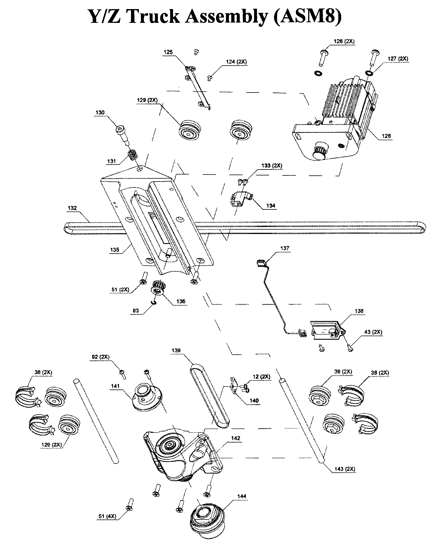 Truck Asy Diagram and Parts List for 183217540  Craftsman Planer Jointer